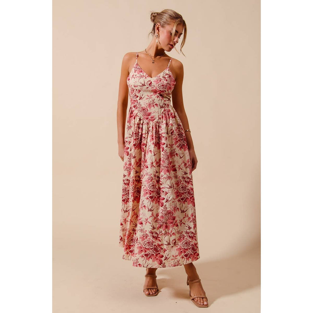 Anna floral tie back midi dress