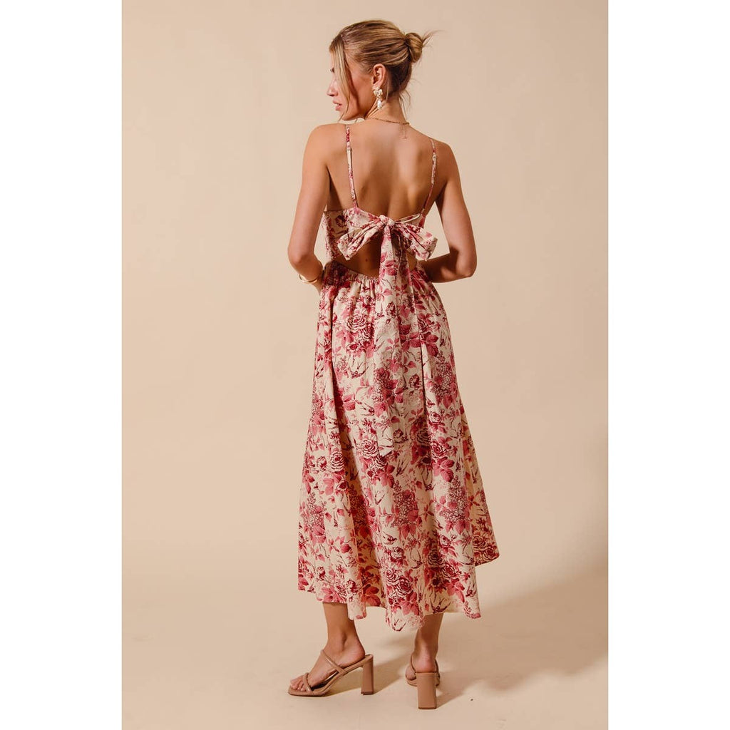Anna floral tie back midi dress