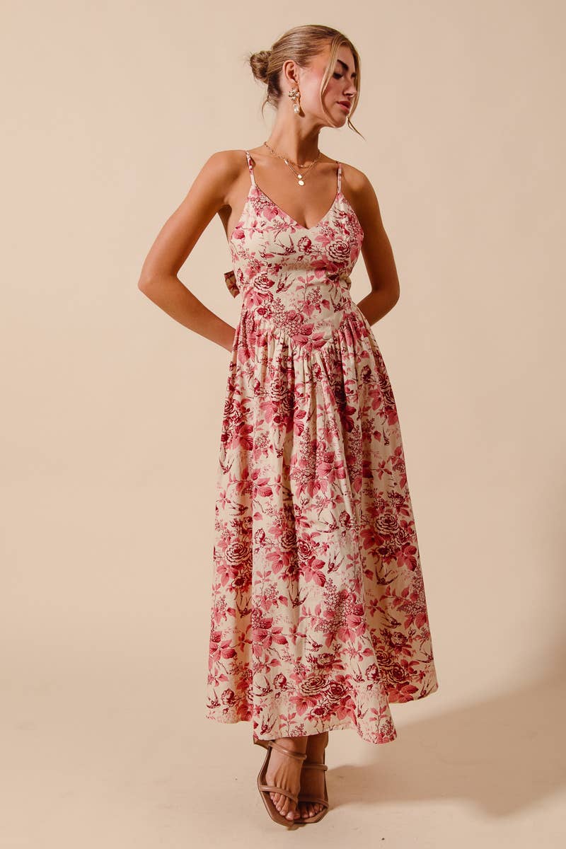 Anna floral tie back midi dress