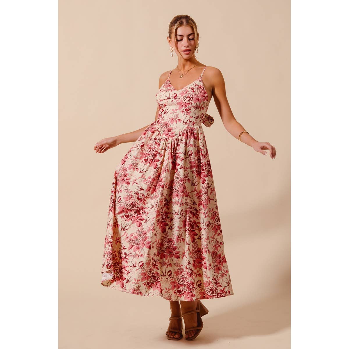 Anna floral tie back midi dress