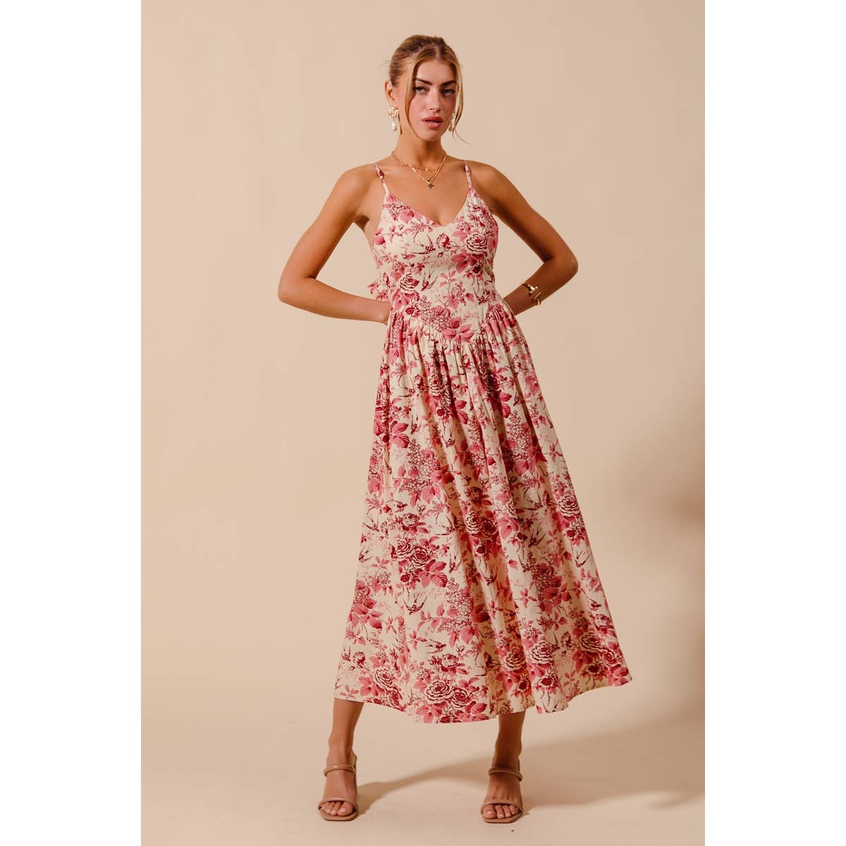 Anna floral tie back midi dress