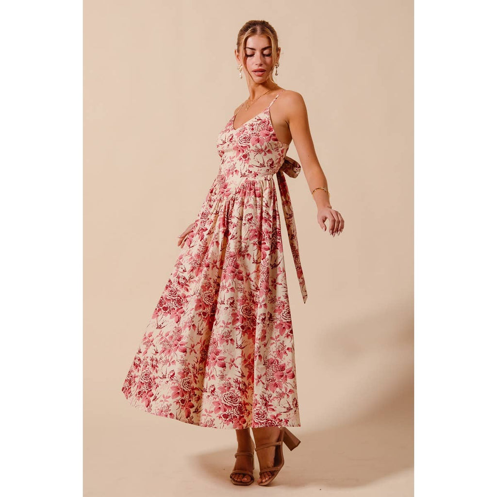 Anna floral tie back midi dress