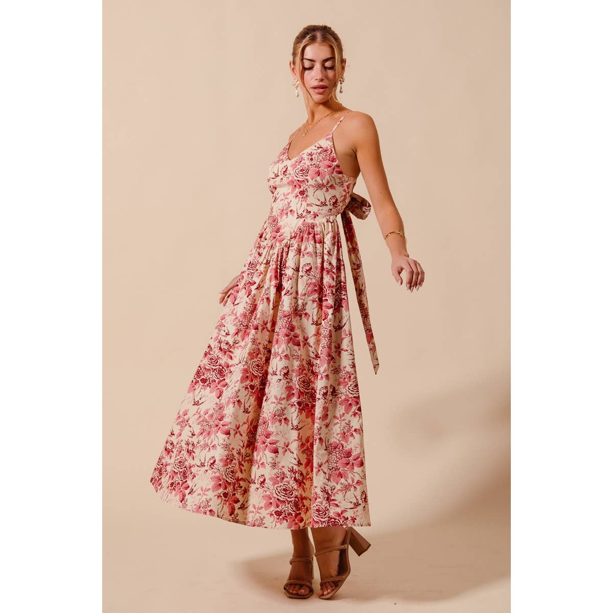 Anna floral tie back midi dress