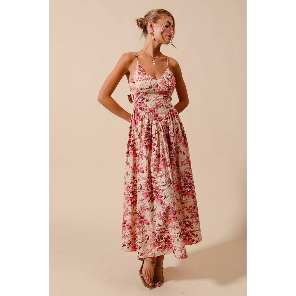 Anna floral tie back midi dress